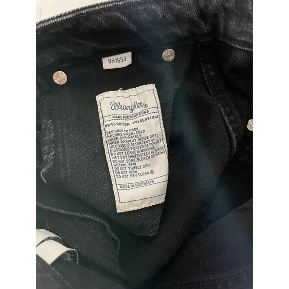 Wrangler Authentic Hi Bell Jeans Black Distressed High Waist Bell Legs Size 10 - Picture 9 of 9